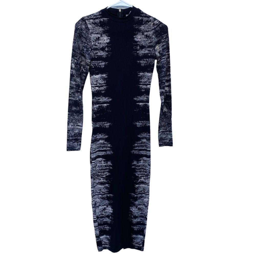 Divided H&M Stretch Bodycon Midi Dress Turtleneck Long Sleeve Size XS
